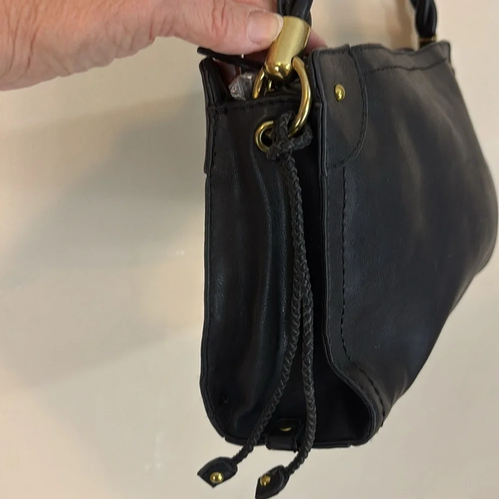 Madison Studios Vegan Leather Black Purse Handbag with Twisted Handle